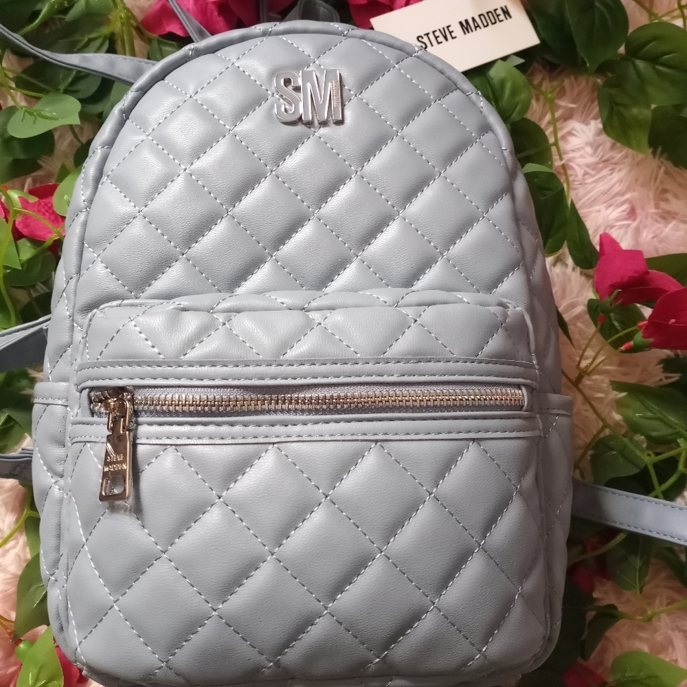 Steve Madden Quilted Blue Backpack